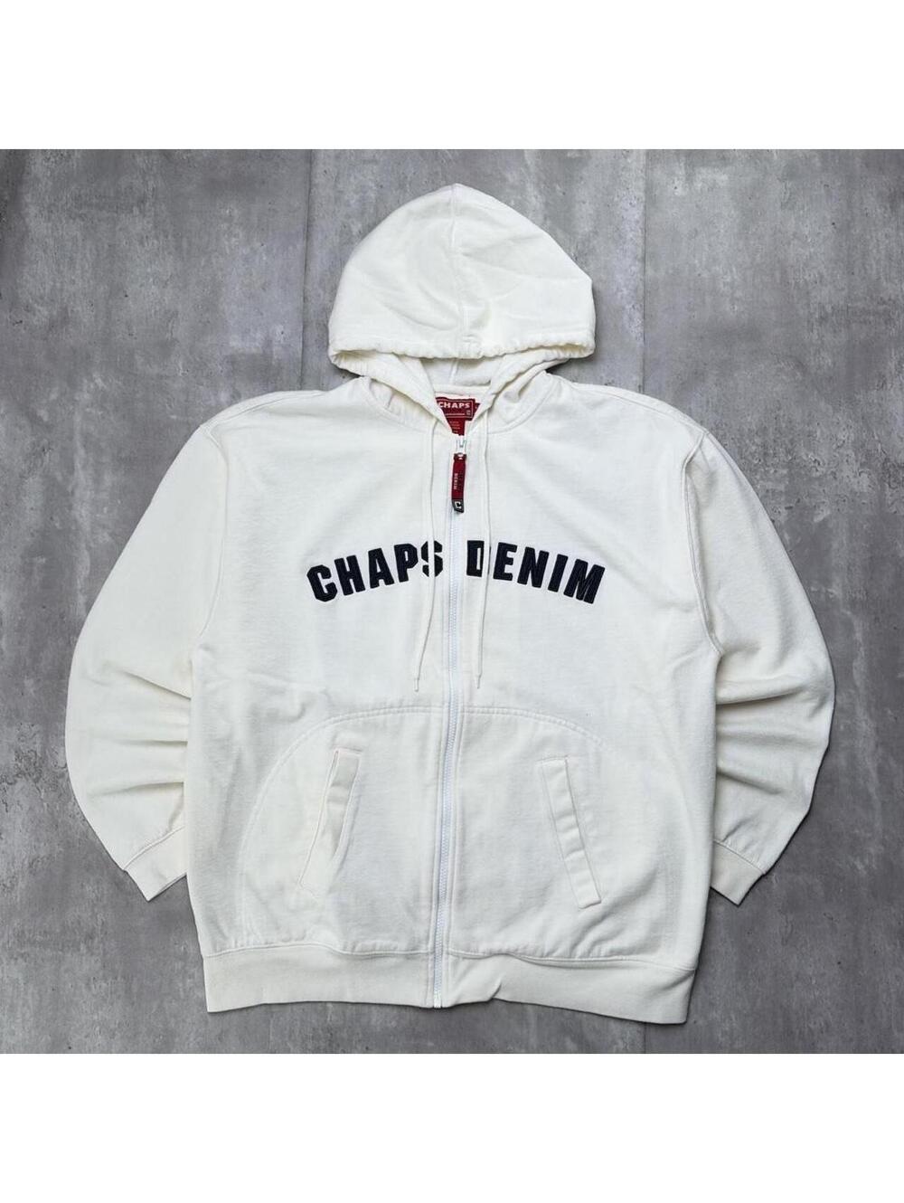 Y2K Chaps Denim Ralph Lauren Grunge Baggy Zip Up Hoodie